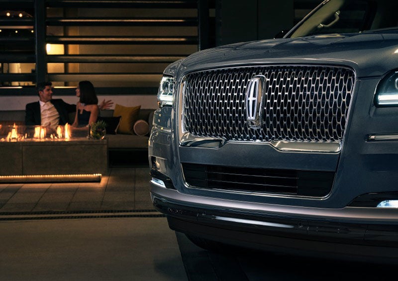 The front grille of a 2023 Lincoln Navigator® SUV is elegantly illuminated. | Gary Yeomans Lincoln Ocala in Ocala FL