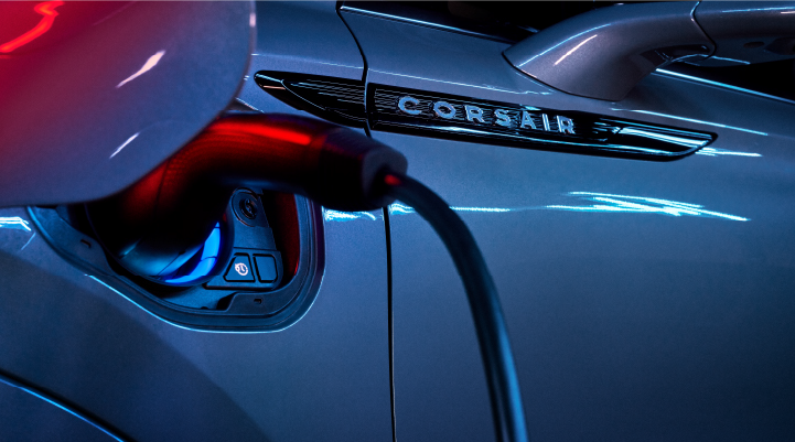 A charger plugged into the charging port of a 2025 Lincoln Corsair® Plug-in Hybrid model. | Gary Yeomans Lincoln Ocala in Ocala FL